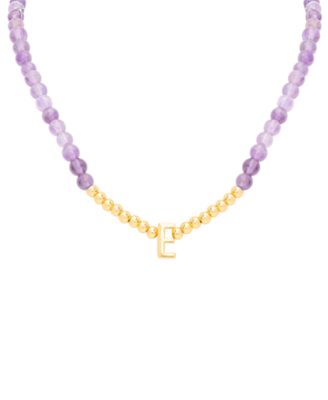 Macy's - Amethyst Bead Initial 18" Pendant Necklace (63-5/8 ct. t.w.) in Gold-Plated Sterling Silver