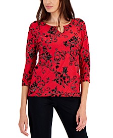 Petite Keyhole V-Neck Top, Created for Macy's 