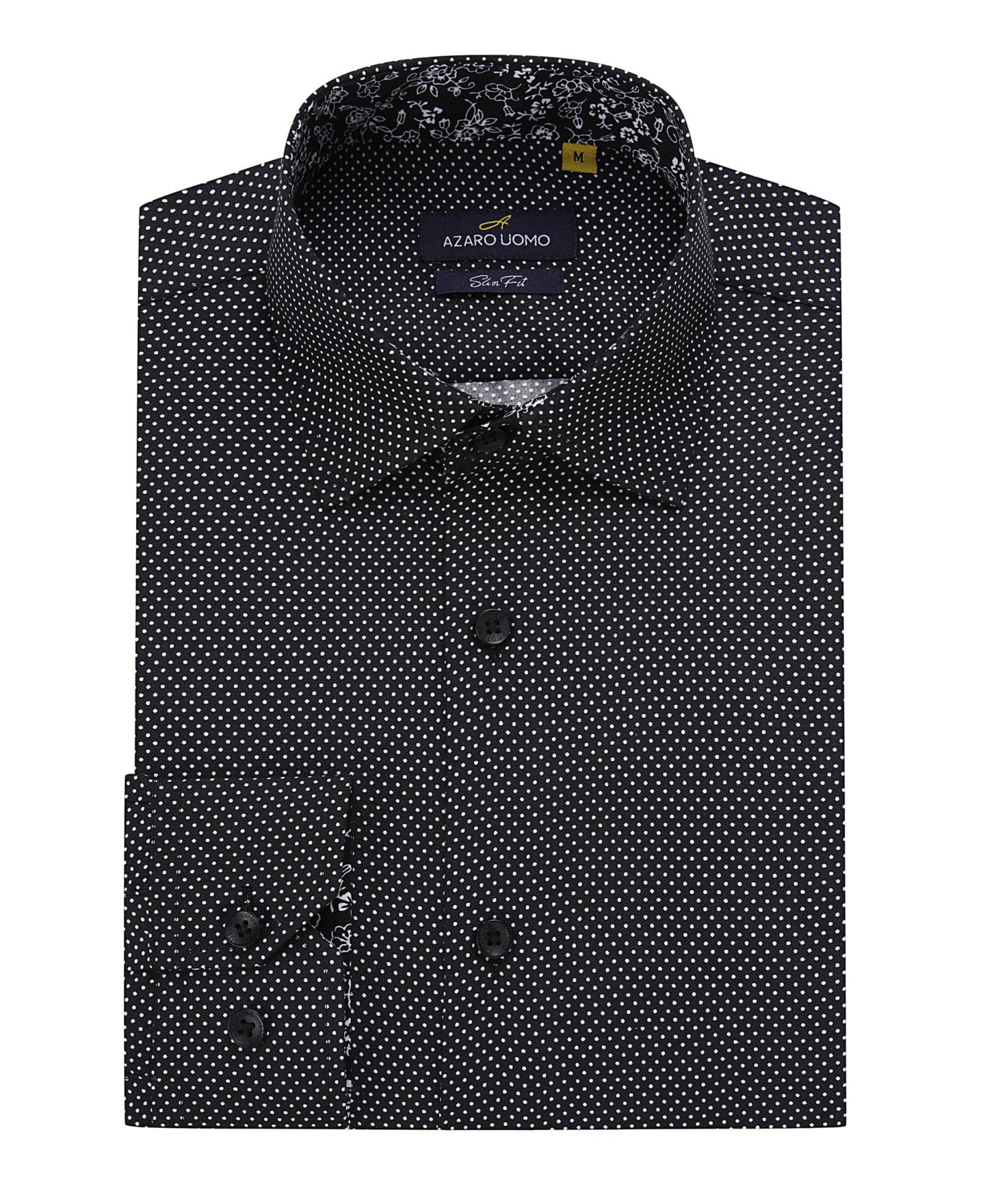 Мужская рубашка Azaro Uomo Business Geometric Long Sleeve Button Down Shirt, цвет: Чёрный — фото 1