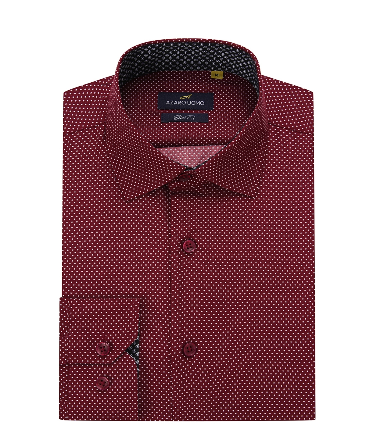 Shop Azaro Uomo Men's Business Geometric Long Sleeve Button Down Shirt In Burgundy