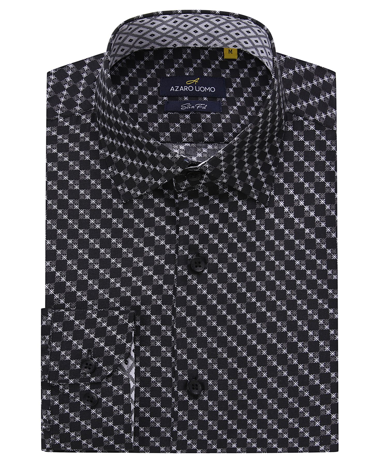 Men's Business Geometric Long Sleeve Button Down Shirt