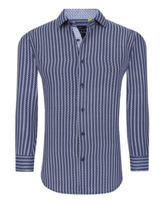 Men's Business Geometric Long Sleeve Button Down Shirt