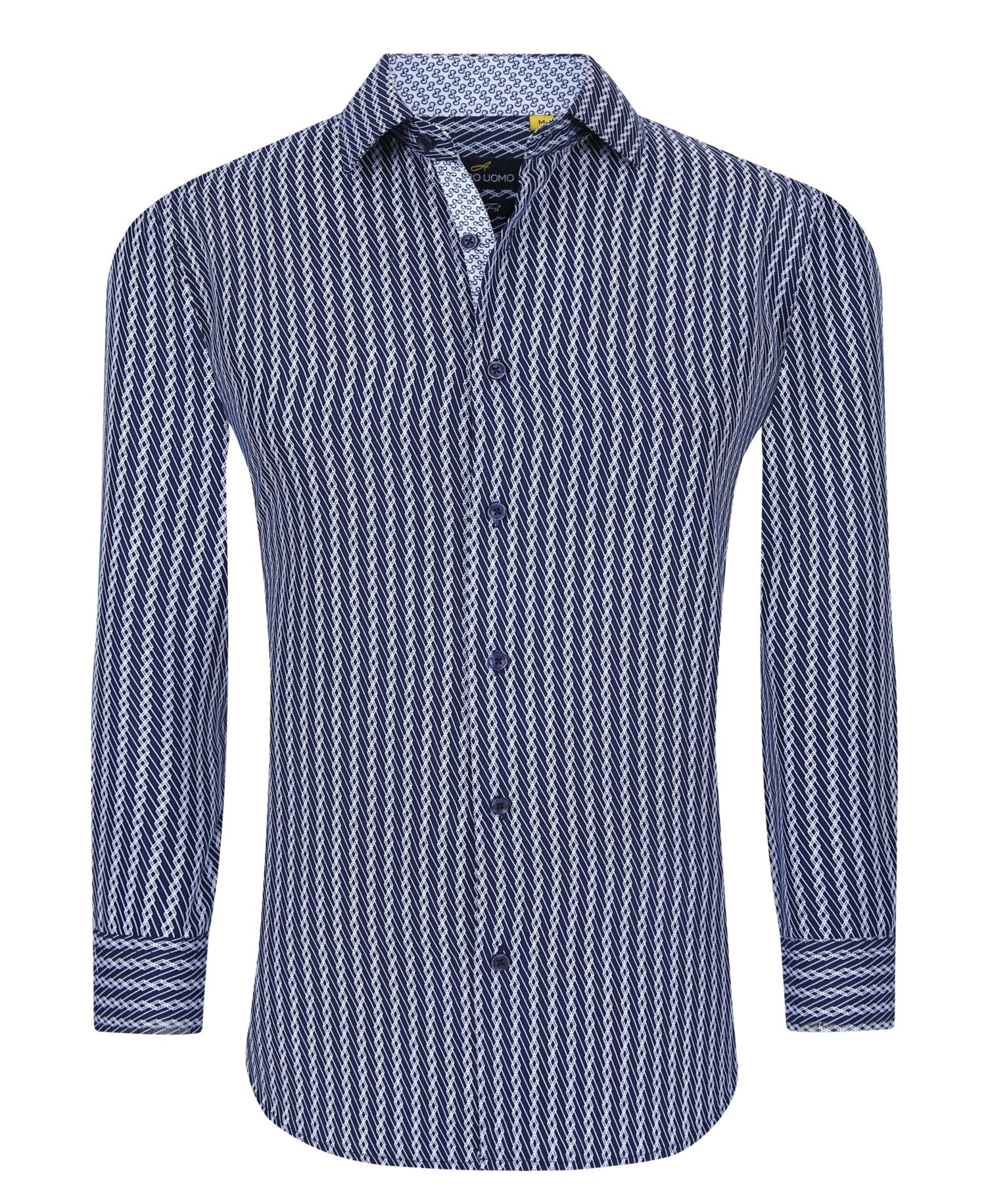 Men's Business Geometric Long Sleeve Button Down Shirt
