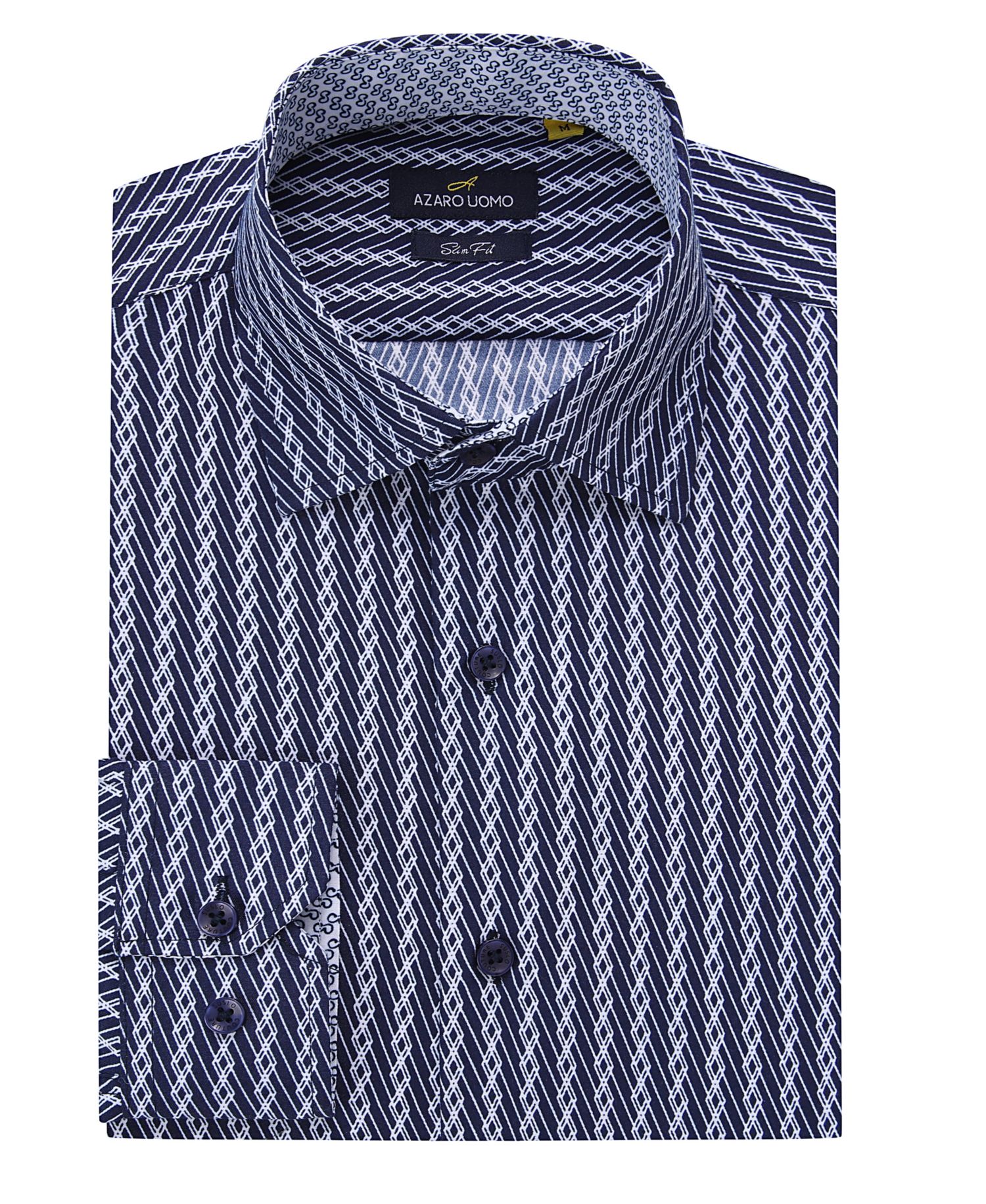 Men's Business Geometric Long Sleeve Button Down Shirt