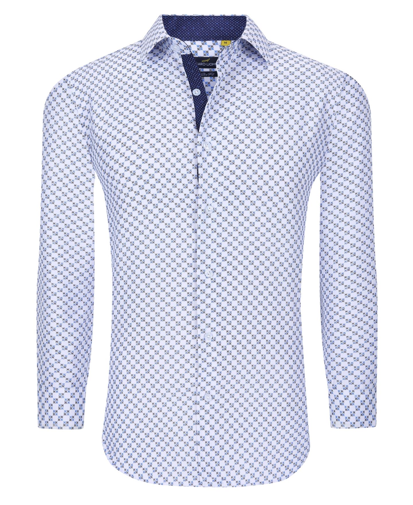 Мужская рубашка Azaro Uomo Business Geometric Long Sleeve Button Down Shirt, цвет: Белый — фото 3