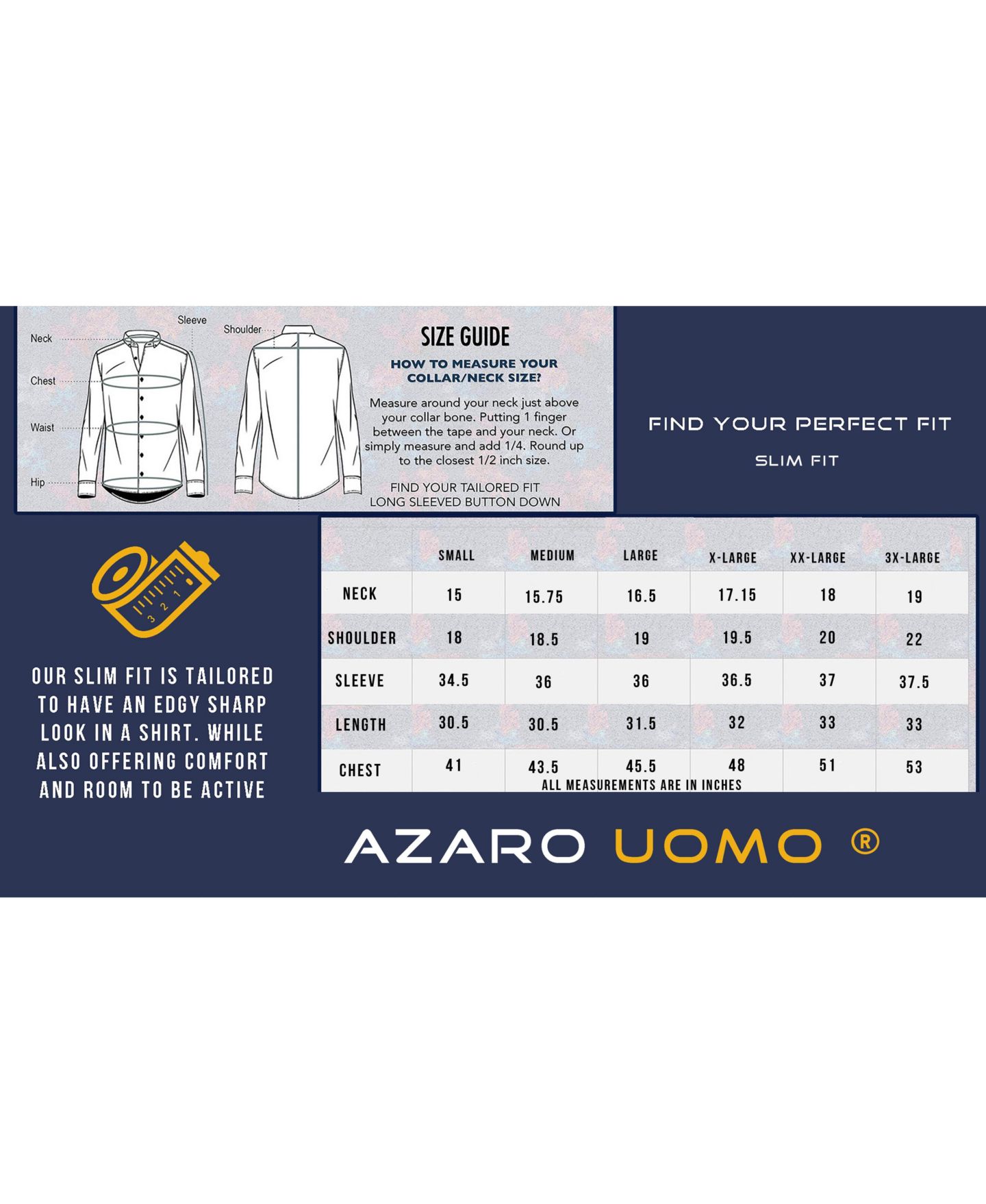 Мужская рубашка Azaro Uomo Business Geometric Long Sleeve Button Down Shirt, цвет: Тёмно-синий — фото 6