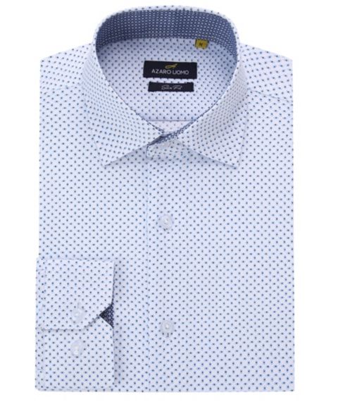 Мужская рубашка Azaro Uomo Business Geometric Long Sleeve Button Down Shirt, цвет: Белый