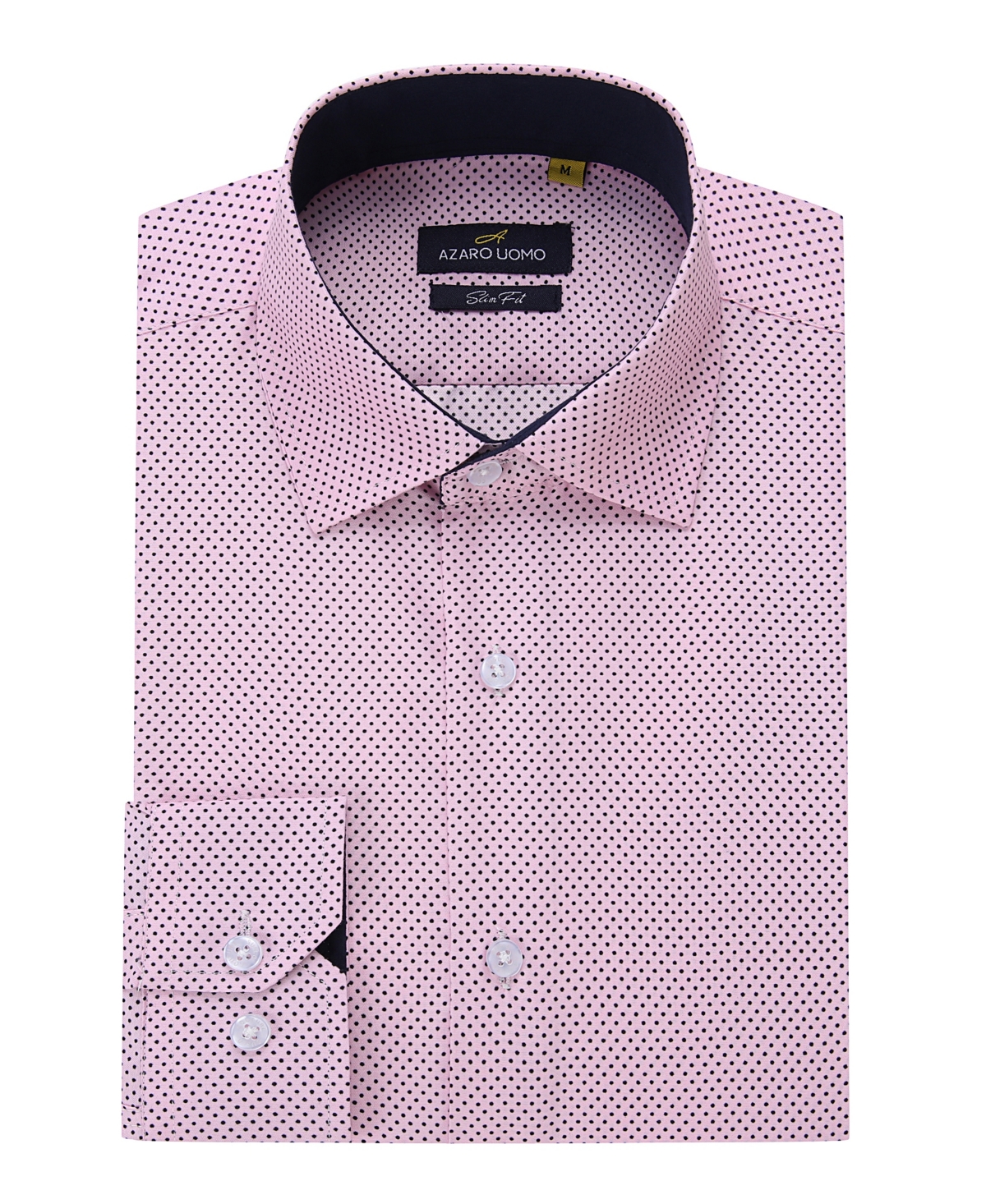 Azaro Uomo Men's Business Geometric Long Sleeve Button Down Shirt In Pink