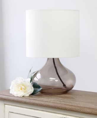 Glass Raindrop Table Lamp with Fabric Shade, Green with White Shade