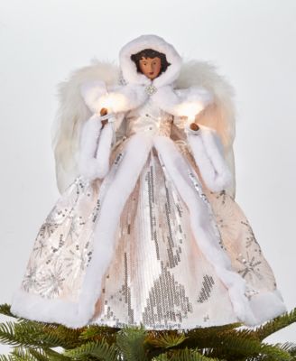 Holiday Lane - Angel LED Light-Up Sequined Christmas Tree Topper