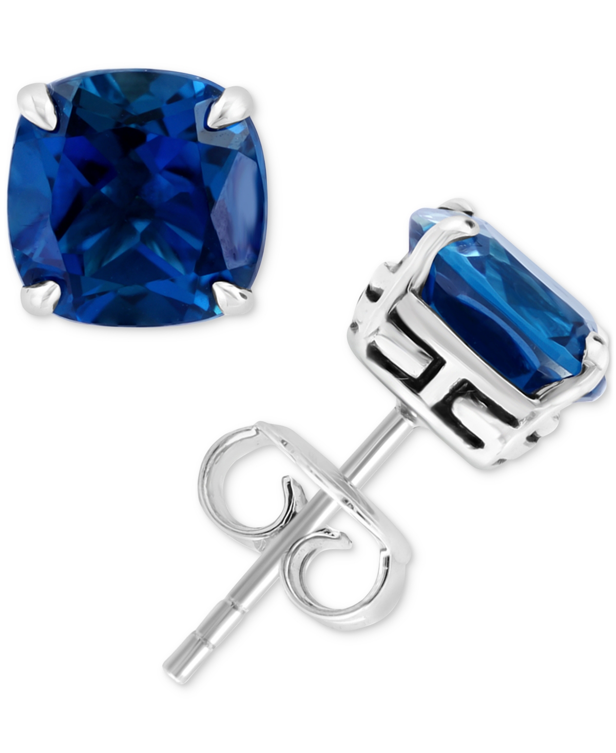 Effy Collection Effy London Blue Topaz Cushion Stud Earrings (6-1/10 Ct. T.w.) In Sterling Silver In Blue Topaz