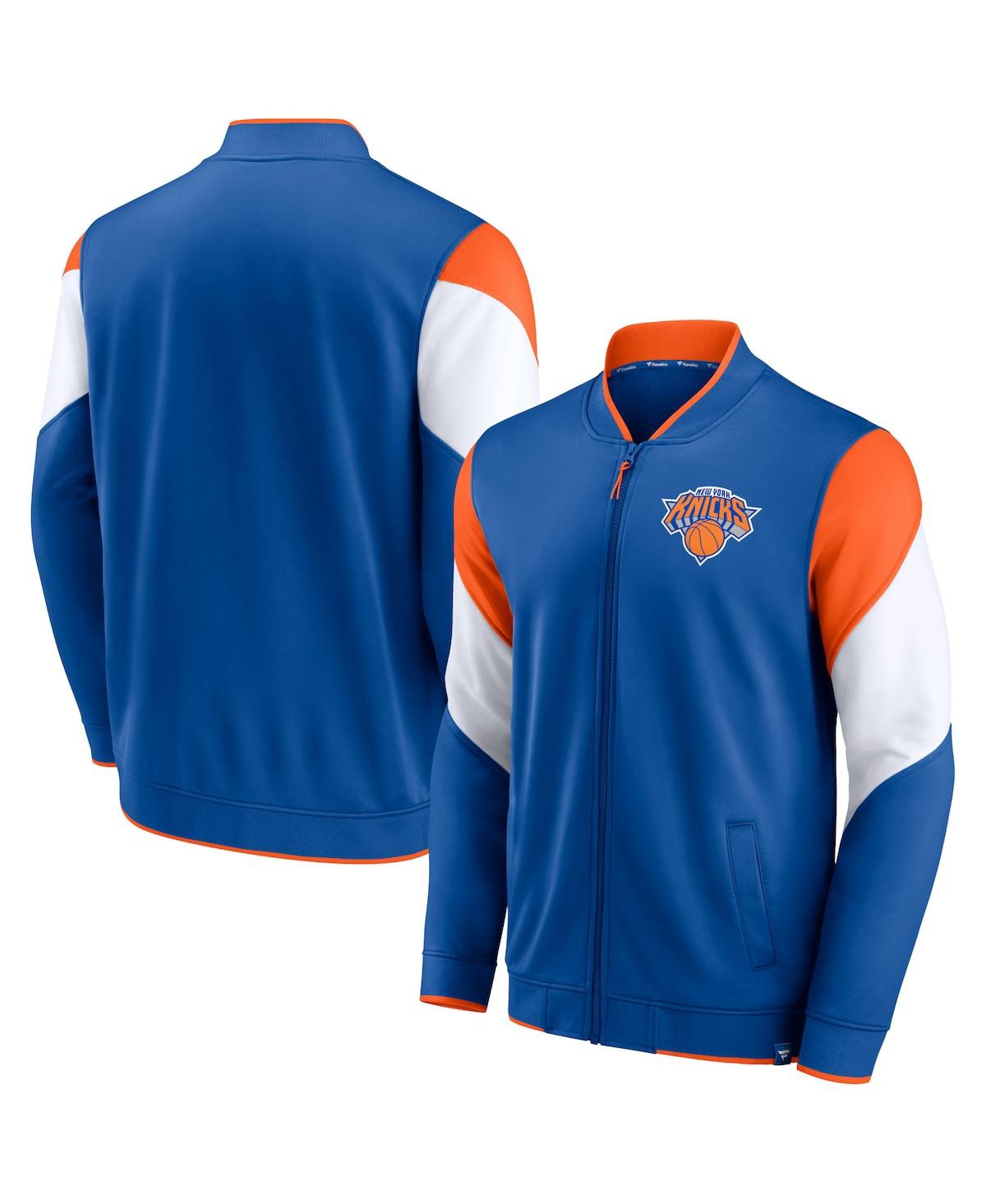 Shop Fanatics Men's  Blue, Orange New York Knicks League Best Performance Full-zip Jacket In Blue,orange