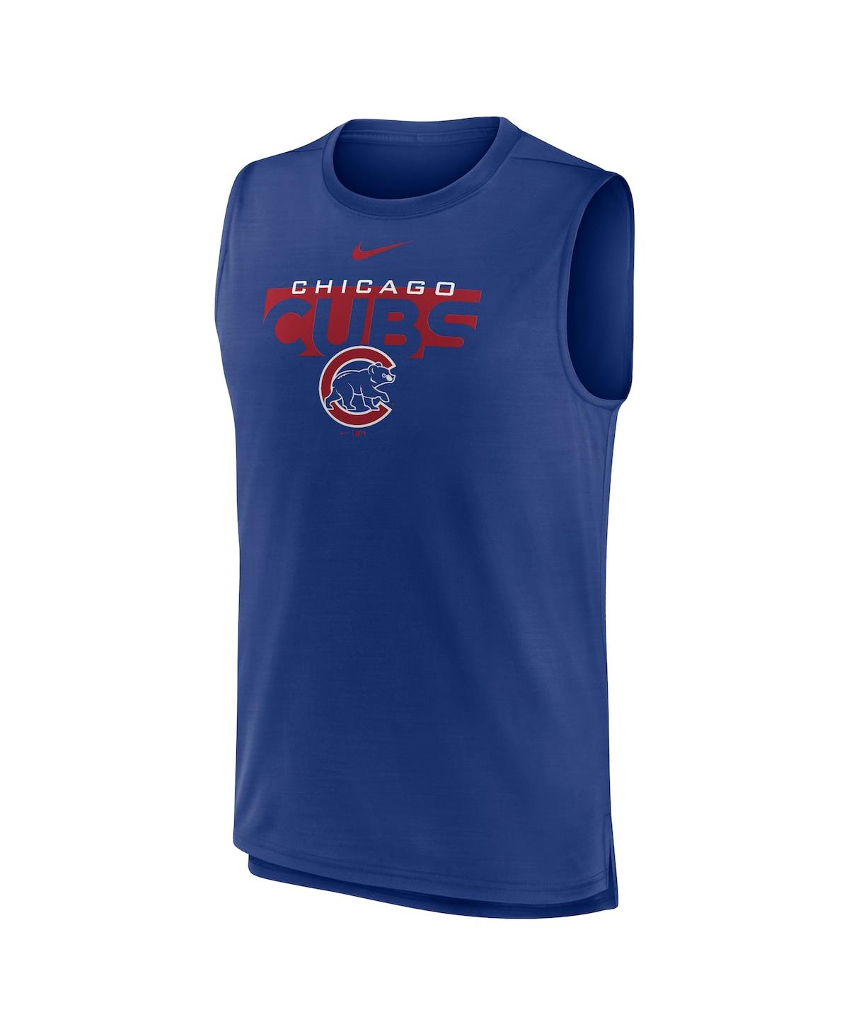 Shop Nike Men's  Royal Chicago Cubs Knockout Stack Exceed Performance Muscle Tank Top