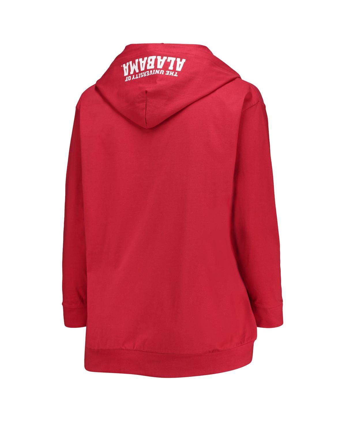 Women'sAlabamaTide Plus Size Wordmark V-Neck Lace-Up Pullover Hoodie - Crimson