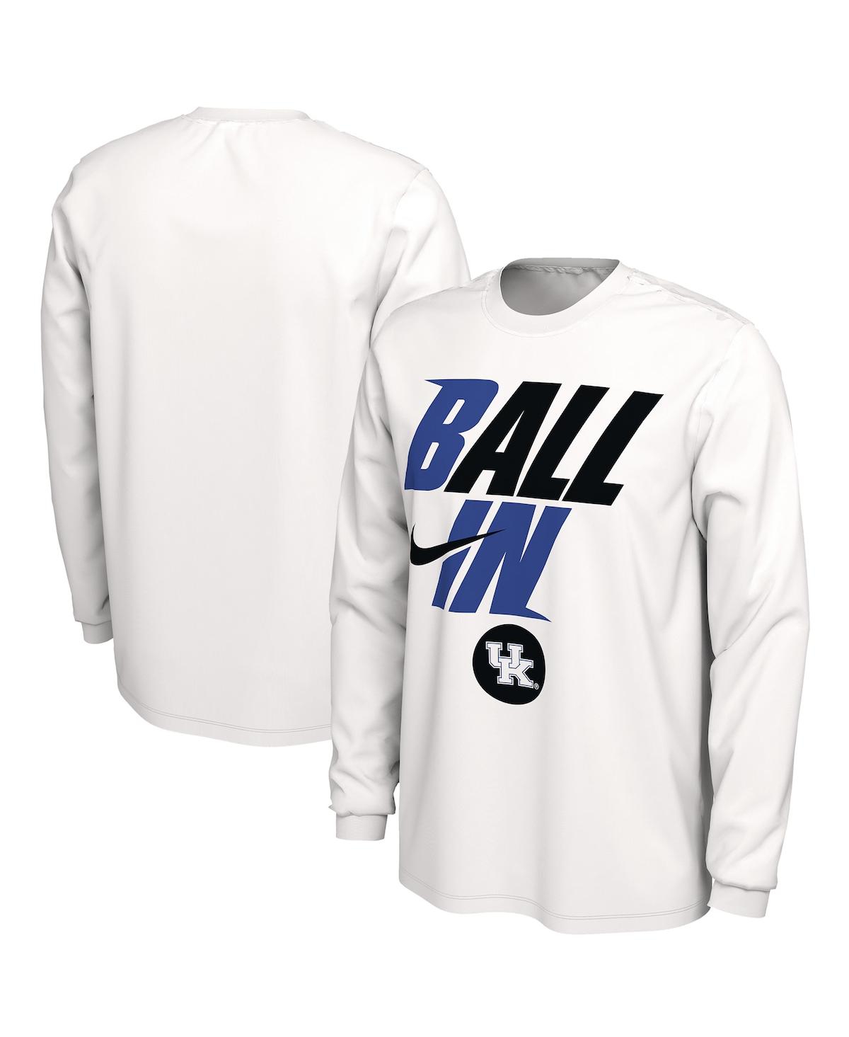 Shop Nike Men's  White Kentucky Wildcats Ball In Bench Long Sleeve T-shirt