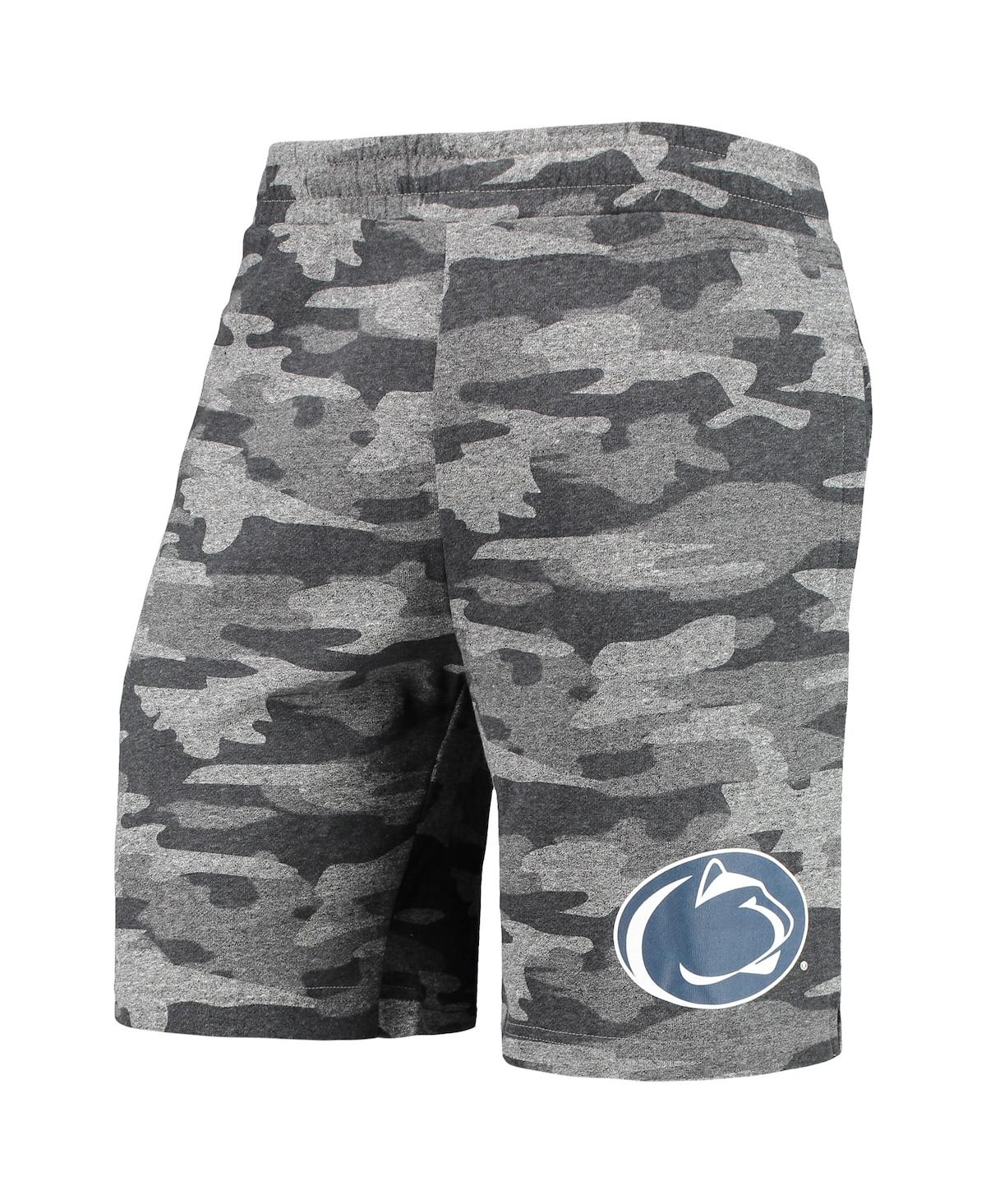 Concepts Sport Men's  Charcoal, Gray Penn State Nittany Lions Camo Backup Terry Jam Lounge Shorts In Charcoal,gray