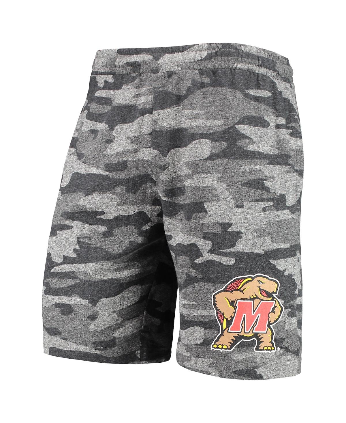Concepts Sport Men's  Charcoal, Gray Maryland Terrapins Camo Backup Terry Jam Lounge Shorts In Charcoal,gray