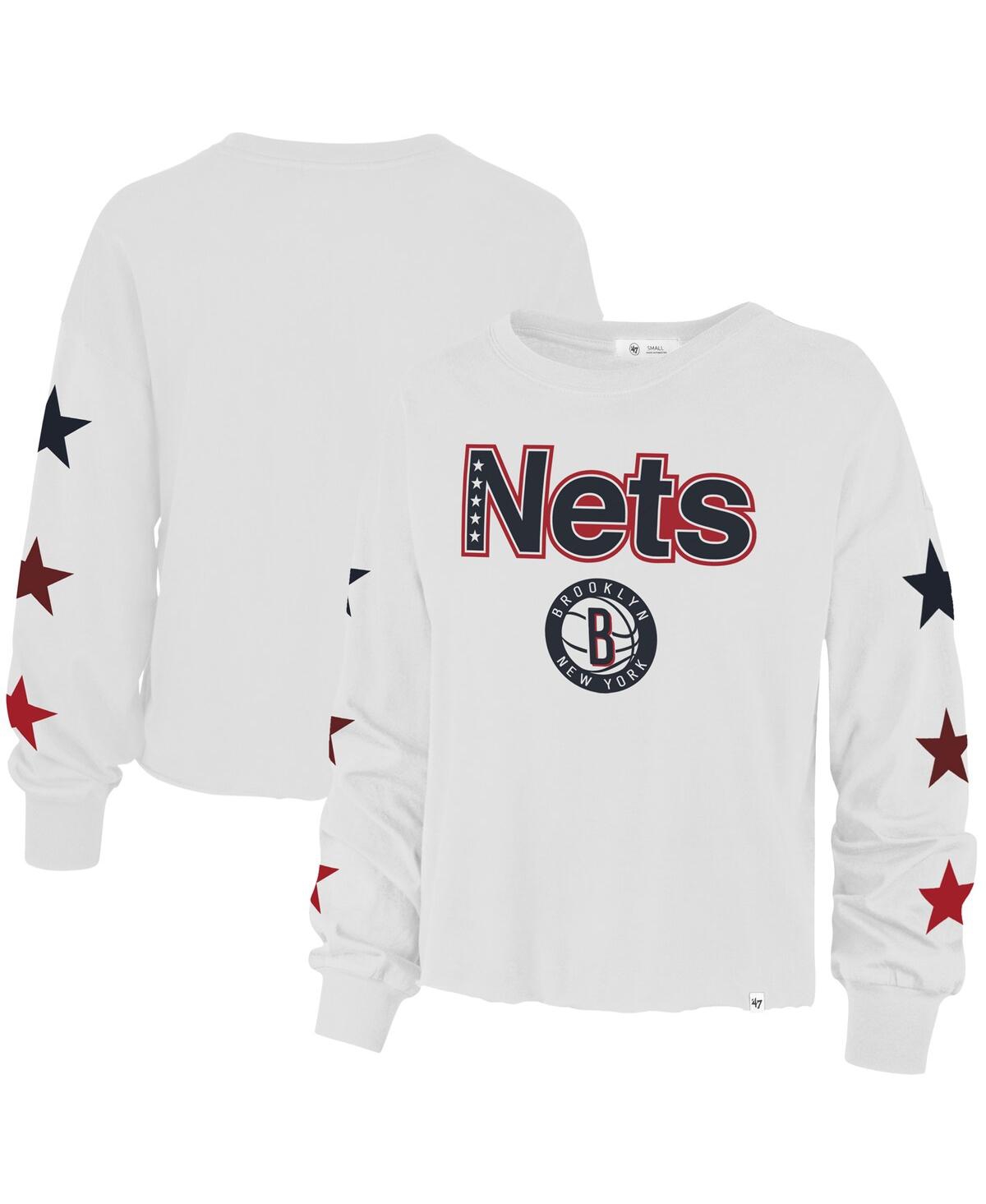 Women's '47 White Brooklyn Nets 2021/22 City Edition Call Up Parkway Long Sleeve T-shirt - White