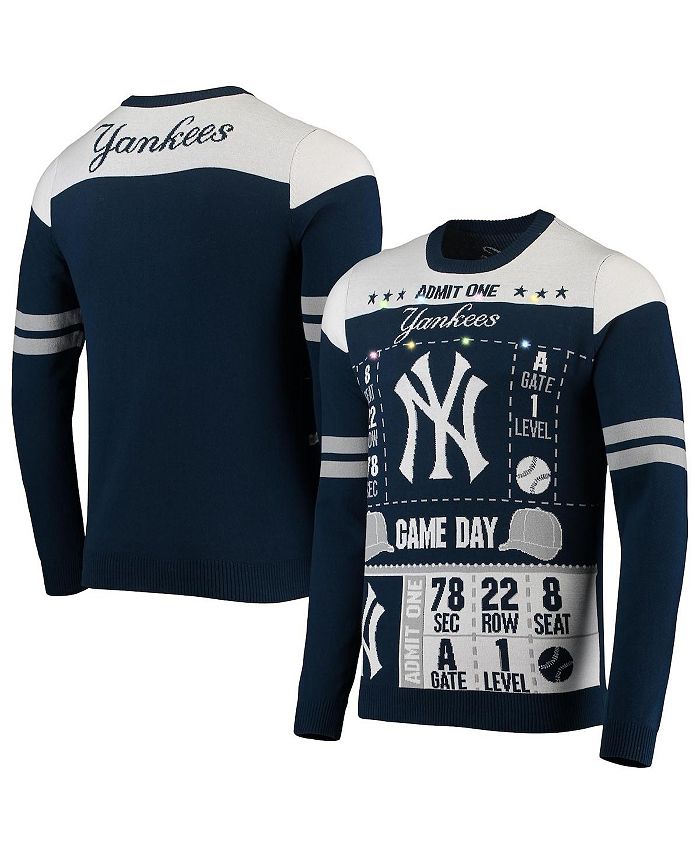 FOCO Men's Navy New York Yankees Ticket LightUp Ugly Sweater Macy's