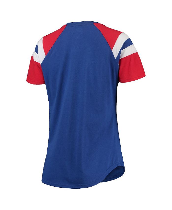 Women's Starter Royal/Red Chicago Cubs Game On Notch Neck Raglan T-Shirt