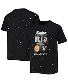 Youth Boys Black Brooklyn Nets Courtside Allover Splatter T-shirt