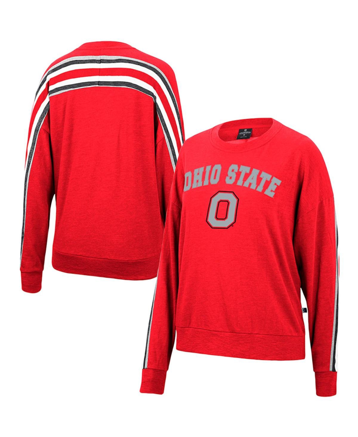 Women's Colosseum Heathered Scarlet Ohio State Buckeyes Team Oversized Pullover Sweatshirt - Scarlet