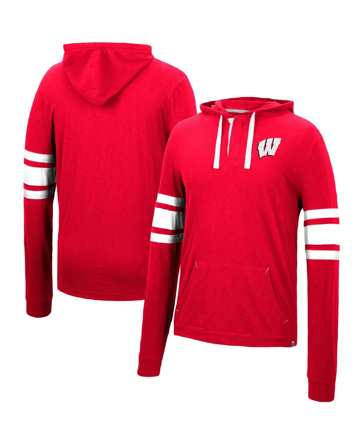 Men's Colosseum Red Wisconsin Badgers Lebowski Hoodie Long Sleeve T-shirt - Red