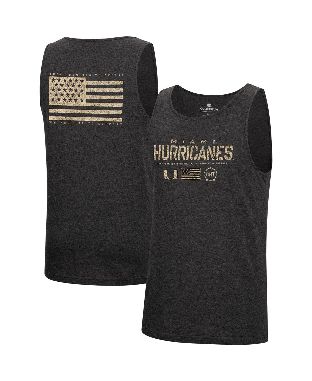 Men's Colosseum Heathered Black Miami Hurricanes Military-Inspired Appreciation Oht Transport Tank Top - Heathered Black