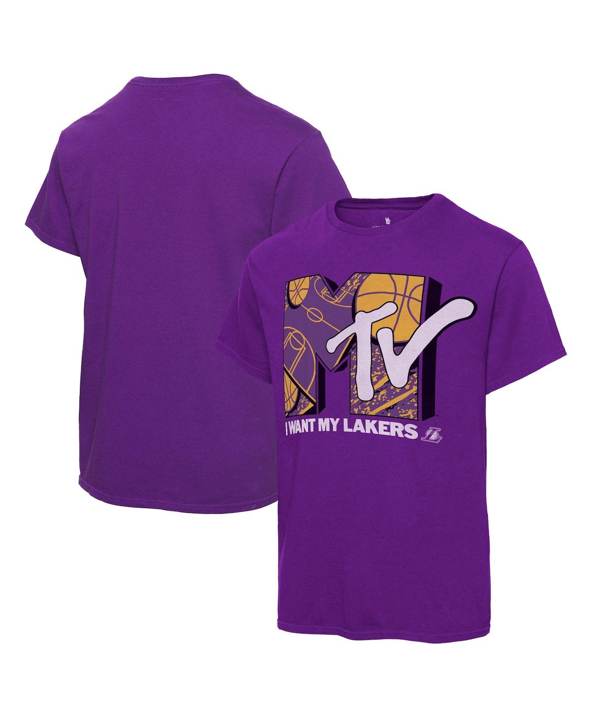 Shop Junk Food Men's  Purple Los Angeles Lakers Nba X Mtv I Want My T-shirt