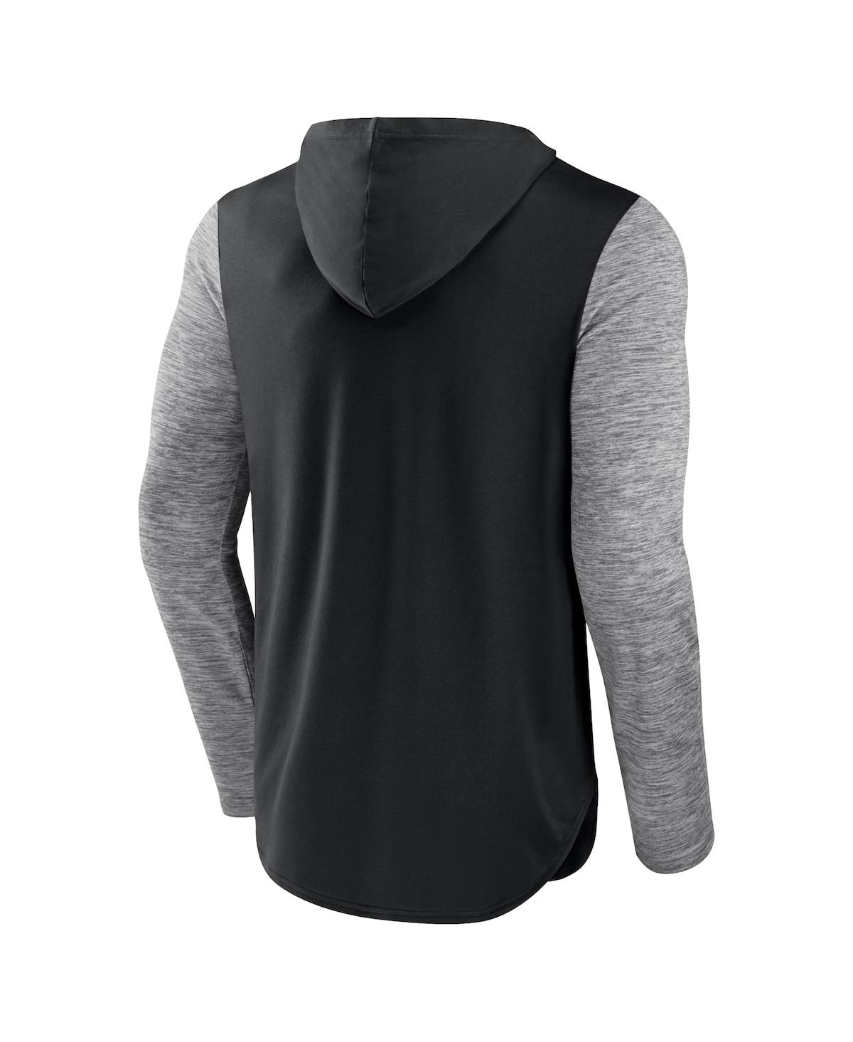 Fanatics Branded Black/heathered Charcoal Brooklyn Nets Deep Rotation Performance Pullover Hoodie In Black,heathered Charcoal