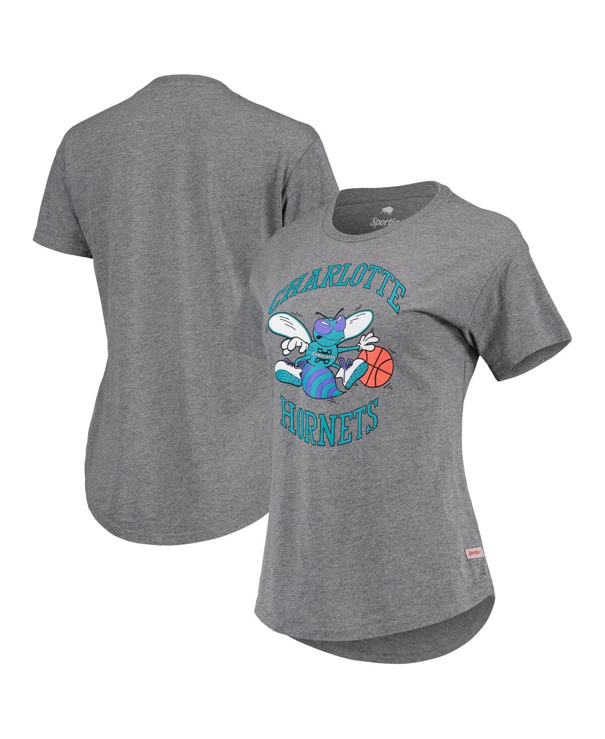 Sportiqe Women's  Heathered Gray Charlotte Hornets Tri-blend Phoebe T-shirt