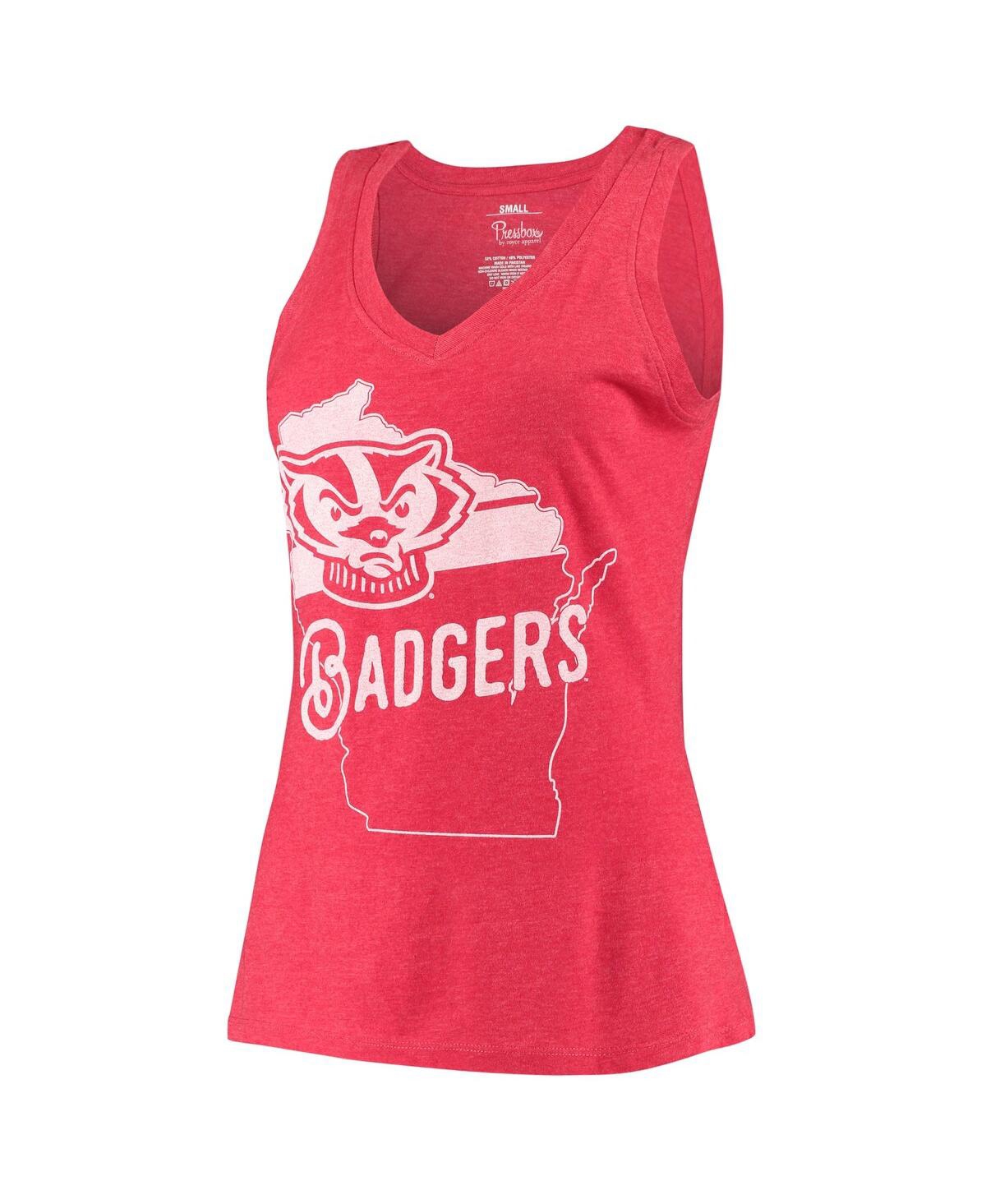 Shop Pressbox Women's  Red Wisconsin Badgers Ferris Melange V-neck Tank Top