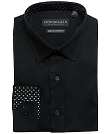 Men's Modern-Fit Stretch Solid with Contrast Dress Shirt