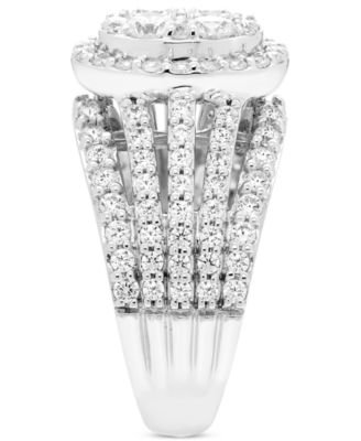 Diamond Oval Cluster Multi-Row Engagement Ring (2 ct. t.w.) in 14k White Gold
