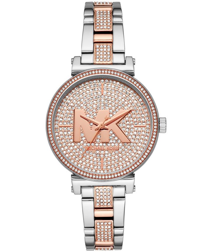 Michael kors sofie best sale pave two tone watch