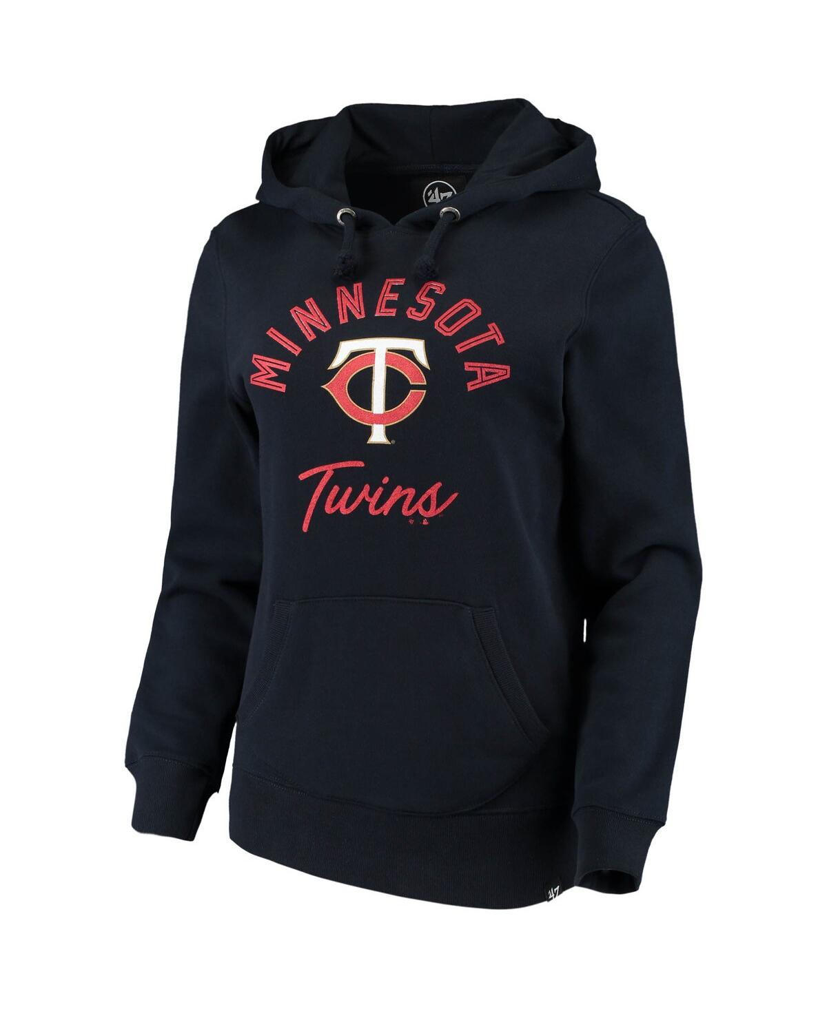 47 Brand Women's '47 Navy Minnesota Twins Hollow Script Headline Pullover Hoodie In Navy