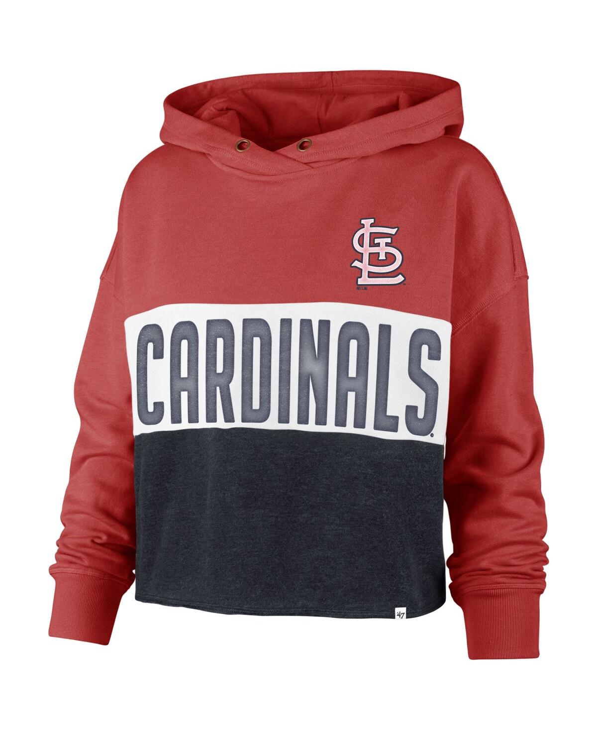 Shop 47 Brand Women's '47 Heathered Red And Heathered Navy St. Louis Cardinals Lizzy Cropped Pullover Hoodie In Heathered Red,heathered Navy