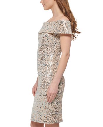 Vince Camuto Women s Sequin Off The Shoulder Sheath Dress Macy s