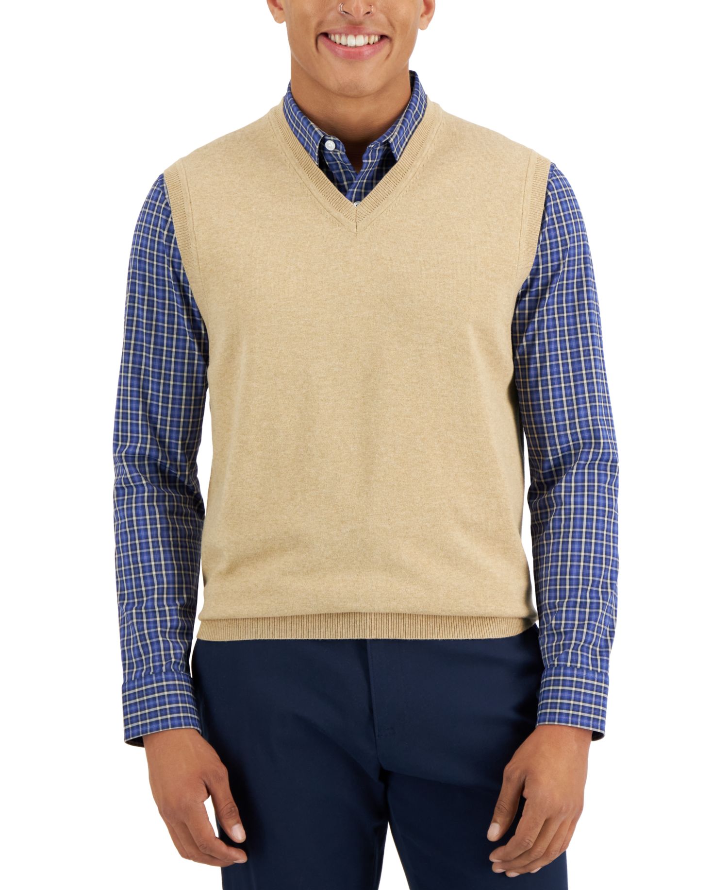 Men's Solid V-Neck Sweater Vest