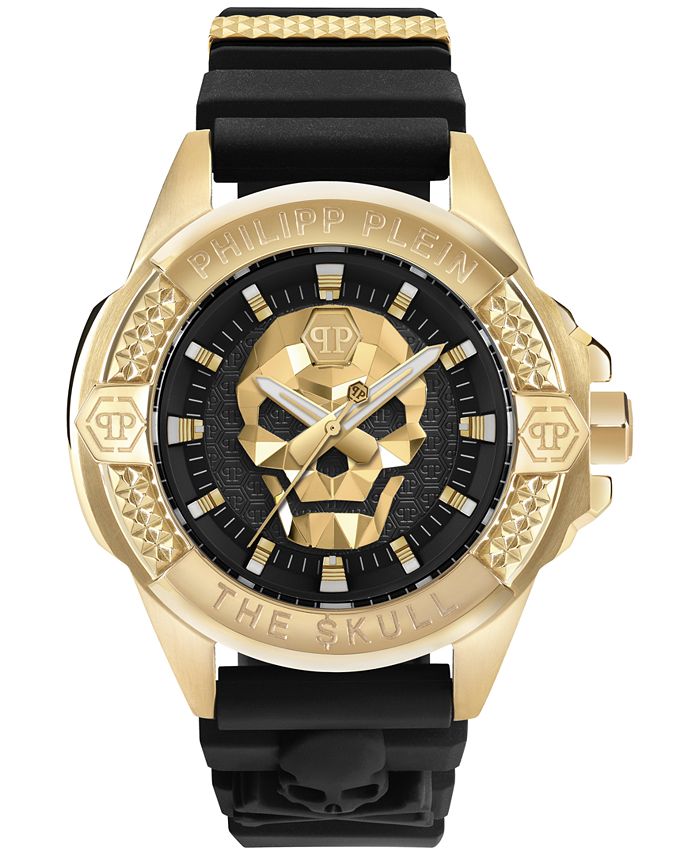 Philipp Plein Men's The $kull Black Strap Watch 44mm - Macy's