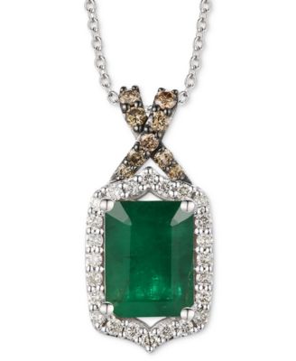 Le Vian - Emerald (2 ct. t.w.) & Diamond (1/3 ct. t.w.) Adjustable Pendant Necklace in 14k White Gold
