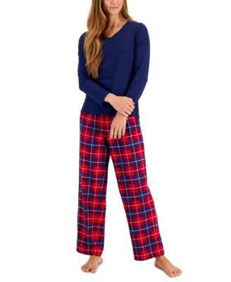 Charter Club Women s Flannel Long Sleeve Mix It Pajama Set Created for Macy s Macy s