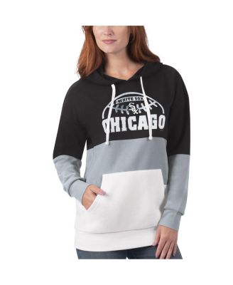 Women's Black and Gray Chicago White Sox Block and Tackle Colorblock Pullover Hoodie