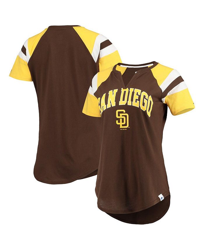 Women's Starter Brown/Gold San Diego Padres Game on Notch Neck Raglan T-Shirt Size: Medium