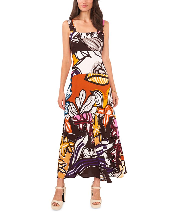 Vince Camuto Women's Printed Tiered Challis Maxi Dress - Macy's