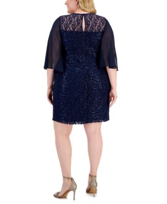 SL Fashions Plus Size Sequined Lace Dress - Macy's