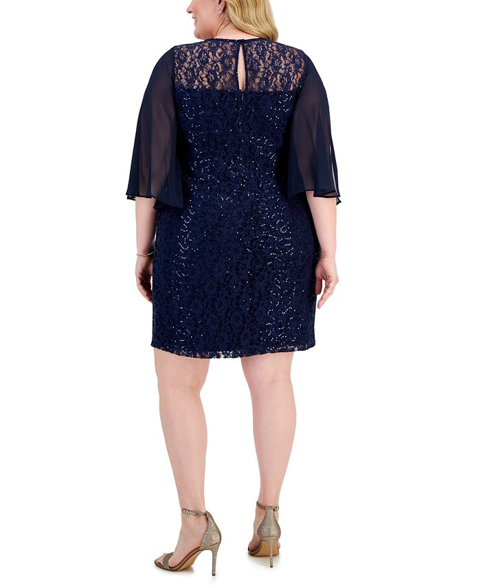 SL Fashions Plus Size Sequined Lace Dress - Macy's