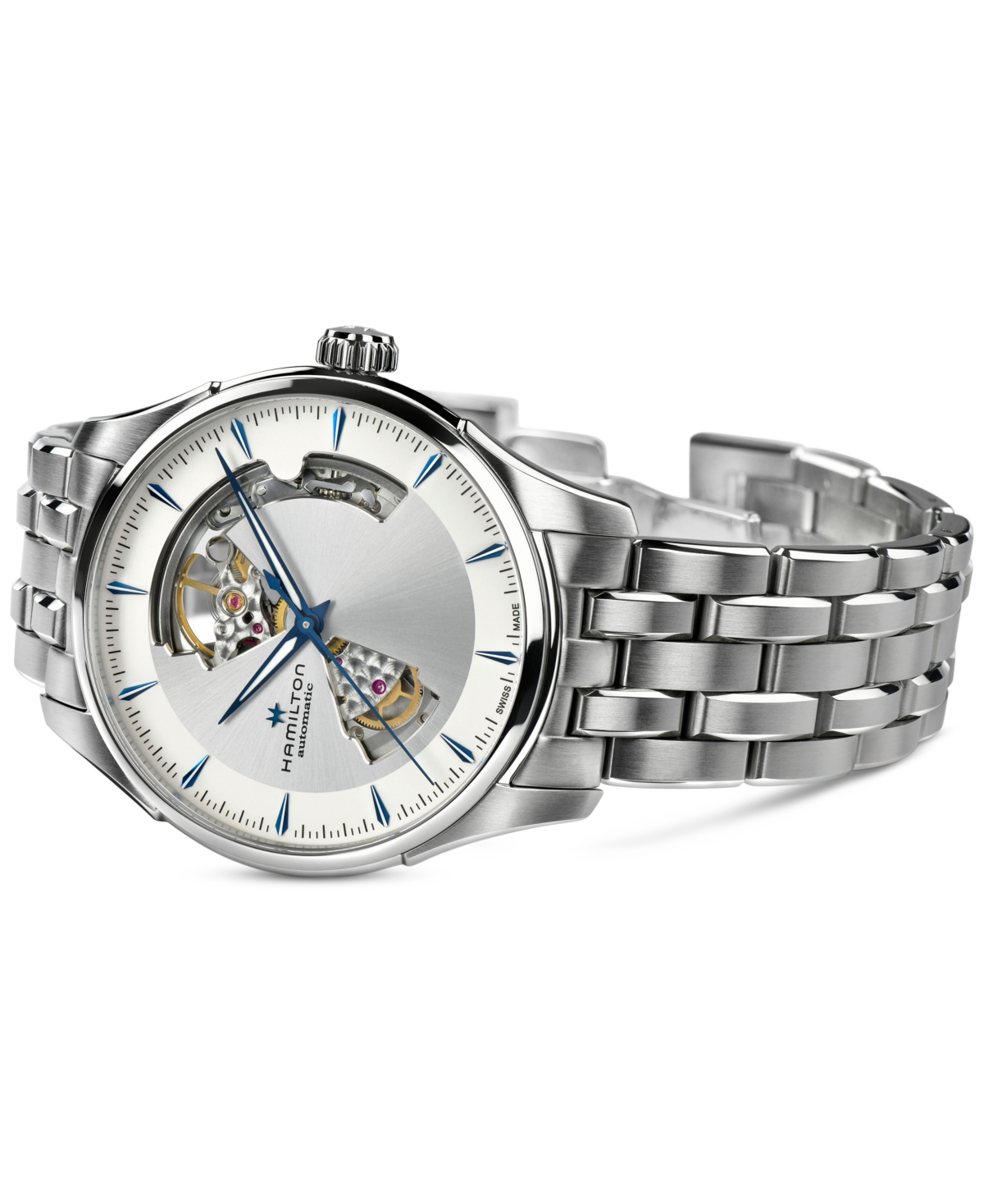 Shop Hamilton Men's Automatic Jazzmaster Open Heart Silver-tone Stainless Steel Bracelet Watch 40mm