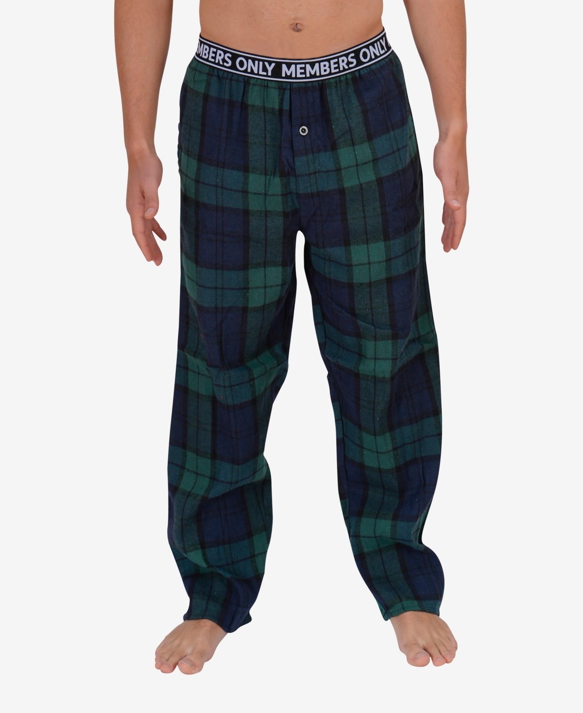 Members Only Men's Flannel Lounge Pants In Green,blue Plaid