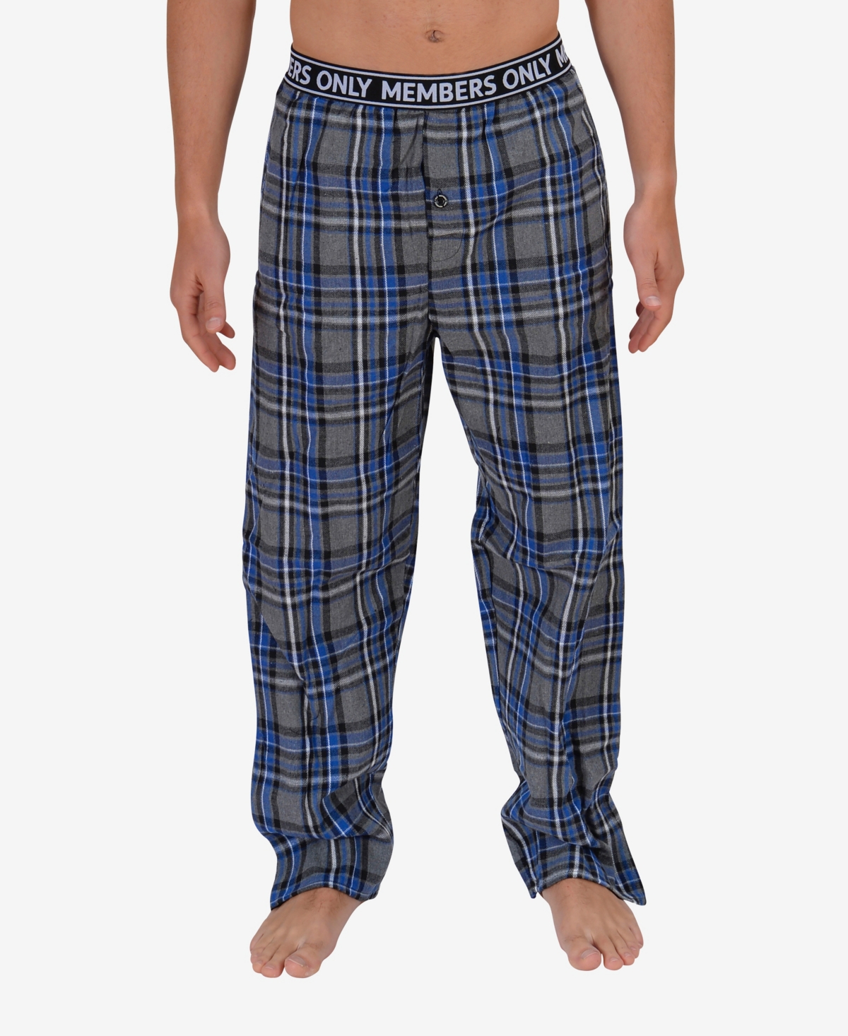 Men's Flannel Lounge Pants - Gray, Blue Plaid